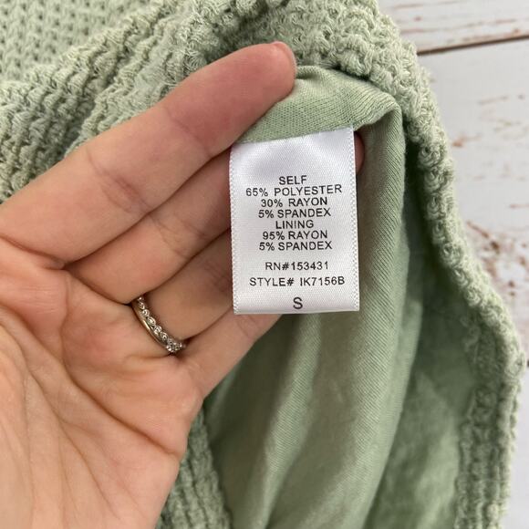 Windsor S Sage Green Waffle Knit High Rise Fitted Cheeky Shorts - Picture 7 of 7